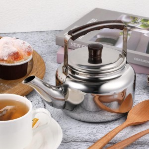 ابريق شاي 1 لتر ستانلس ستيل مقبض / يد خشب