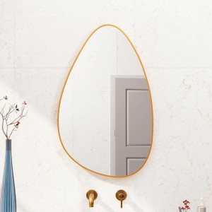 مراه الحائط الزجاجية شكل دمعة ياطار ذهبي بلاستيكي - مرآة مراية