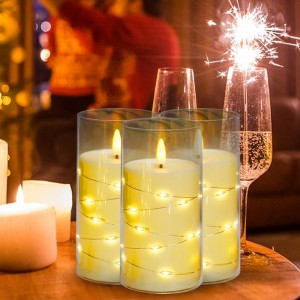 شمع الكتروني مع ضوء ليد وغطاء شفاف يعمل بالبطارية حجم كبير 15 سم