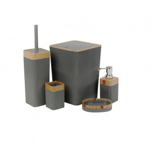 طقم حمام بلاستيك محزز 5 قطع VIOLET سكني / اسود