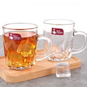 طقم /6 ماج / كاسات شاي - نسكافيه زجاج شفاف جوهرة قاعدة مضلع يد مستطيل BLINKMAX