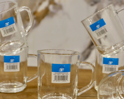 طقم كاسات شاي برميل زجاج سادة 250مل 6 قطع