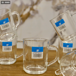 طقم كاسات شاي برميل زجاج سادة 250مل 6 قطع