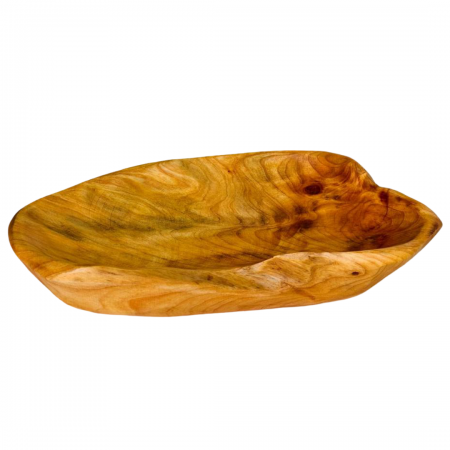 صحن بيضاوي مجور خشب ثقيل 26 × 13 × 5 سم صناعة يدوية