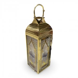 طقم فوانيس معدن لون ذهبي حجم كبير 3 قطع