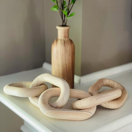 جنزير خشب ديكور لون بيج - بني فاتح طول 55 سم