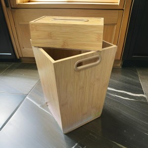 طقم سلة مع محارم خشب بامبو