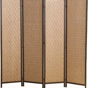 قاطع قش حصير رتان بيج مع اطار خشبي 4 دفات مقاس 180 × 45 سم