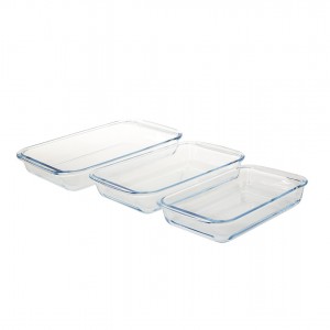 صواني بايركس حراري 3 قطع توفيلينا مستطيل احجام 1 / 1.6 / 2 لتر Tefolina