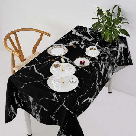 رول نايلون طاولة سفرة استخدام مرة واحدة 1كيلو / ماربل ابيض اسود 60 سم