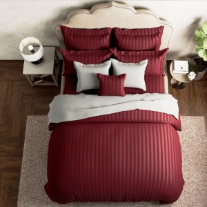 طقم ملاحف - طقم وجه لحاف مجوز مع ملف 4 قطع محزز بركال