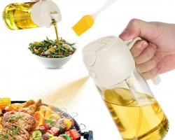 ابريق زيت زجاج رش غطاء اخضر 