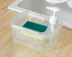 علبه سائل جلي مربع مع ليفه وكبسه علبه سائل جلي مربع مع ليفه وكبسه