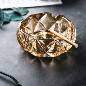 متكة / مكته زجاج ثقيل عسلي مدور مضلع 