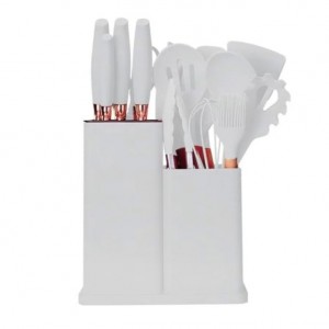 طقم مغارف مع حمالة سكاكين طابقين مع مفرمة 19 قطعة