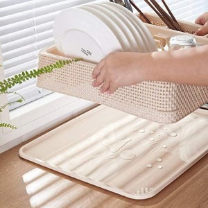 مشك - ستاند تنظيم صحون جلي بلاستيك طبقة خفيف مع جاط قطعتين