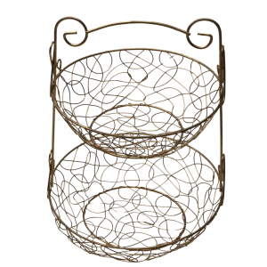 حمالة / سلة تفضيل / سلة فواكه طابقين مع يد من الاعلى بيوتر ذهبي