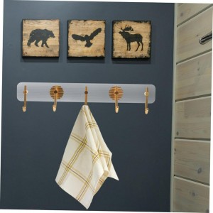 علاقة ملابس / مناشف شفاف جدار تلزيق معدن 5 عين ذهبي / سلفر اكريليك