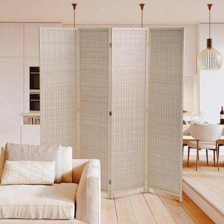 قاطع قش حصير رتان سادة مع اطار خشبي 4 دفات مقاس 180 × 45 سم