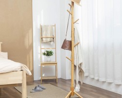 شماعة 180سم ملابس خشبي / ابيض 8 عين