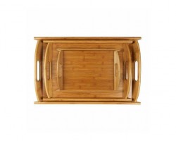 طقم صواني 3 خشب بامبو حجم وسط