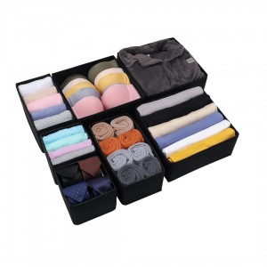 طقم منظم جوارير قماش 6 قطع لون اسود