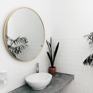 مراه مدور 30 × 30 سم مع حيف ذهبي اكريليك تعليق خيط