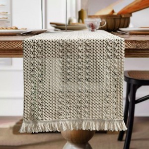 شرشف رنر خيش هدب بيرو صنارة مكرميه مقاس 30 ×  180 سم