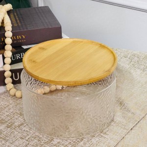 جاط كيك زجاج غطاء بامبو مدور 18 سم M42-3