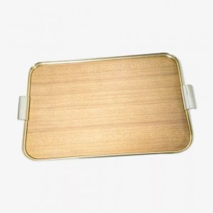 طقم صواني تفضيل خشب معتق اطار ذهبي معدن عدد 2 قطعة طقم صواني تفضيل خشب معتق اطار ذهبي معدن عدد 2 قطعة