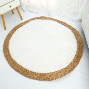 دعسة مدور يدوي قش دائري مع ريش في الوسط 80 سم دعسة مدور يدوي قش دائري مع ريش في الوسط 80 سم