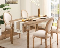 رنر طاولة خيش مع شراشيب 