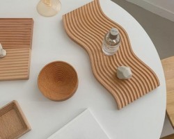 لوح خشب بامبو ديكور للمطابخ محزز مموج