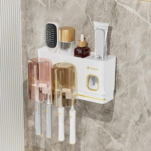 ستاند بلاستيك حماله معجون / فراشي اسنان لاصق مع كاستين