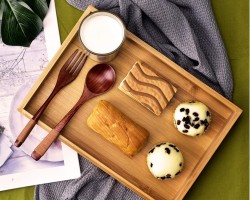 طقم صواني تقديم خشب بامبو كبير قطعتين