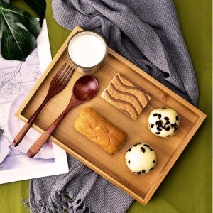 طقم صواني تقديم خشب بامبو كبير قطعتين