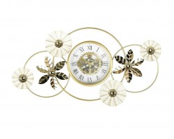 ساعة برواز انتيكا مسننات مع ورود حجم كبير ذهبي