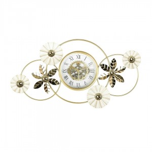 ساعة برواز انتيكا مسننات مع ورود حجم كبير ذهبي