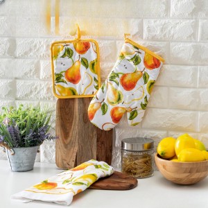 طقم مساكة وكف للسخن مع بشكير مطبوع مغربي ملون