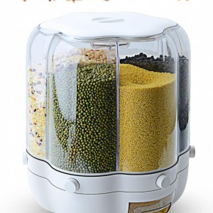 علبة بقوليات 6 حجرة شكل وردة لف مع مكيالات لون ابيض