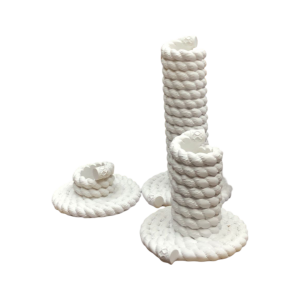 طقم شمعدان حبل مجدول عظم 3 قطع AF050-6