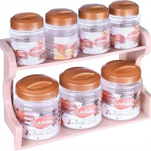 طقم ستاند بهارات - سكريات طابقين مع علب تخزين بلاستيك صناعة مصرية lamsa موديل 14507