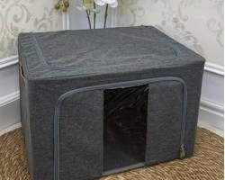 صندوق منظم غطا شفاف قماش مع سحاب قابل للطي 