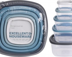 طقم طبروير بلاستيك شفاف مغ غطاء ملون / سادة 5 قطع مربع / مدور