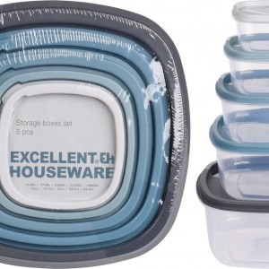 طقم طبروير بلاستيك شفاف مغ غطاء ملون / سادة 5 قطع مربع / مدور