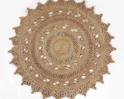 سجاد هندي حياكة يدوية مدور قطر 100 سم بني قطعة واحدة