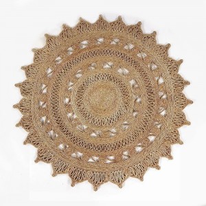 سجاد هندي حياكة يدوية مدور قطر 100 سم بني قطعة واحدة