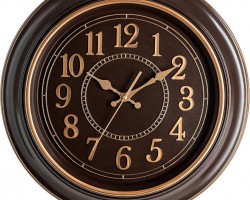 ساعة حائط مدور 45 سم بلاستيك اسود ارقام ذهبية