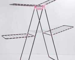 منشر غسيل طابقين ملون معدن ثقيل مقاس 60 × 160