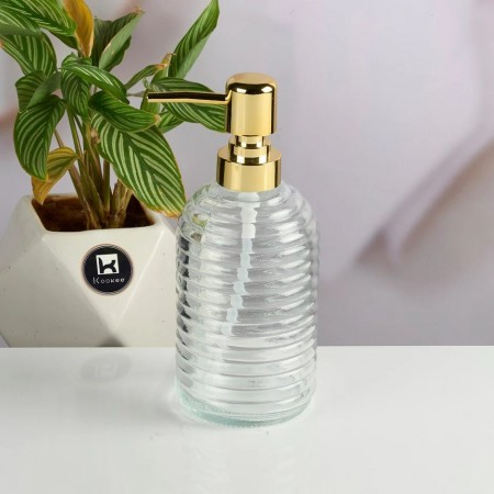 علبة شامبو - بخاخ صابون سائل زجاج غطاء مذهب كبس